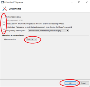 Opcje programu przy dodawaniu następnego podpisu do pliku MDR